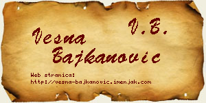 Vesna Bajkanović vizit kartica